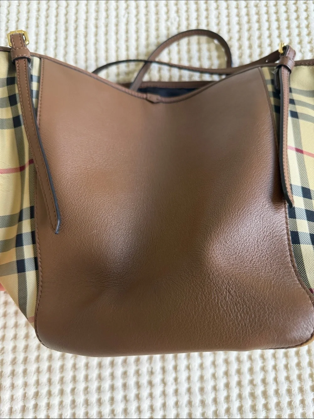 Burberry Authentic Classic Brown Plaid Tote Bag